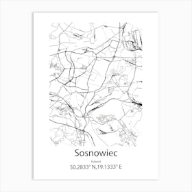 Sosnowiec,Poland Minimalist Map Affiche