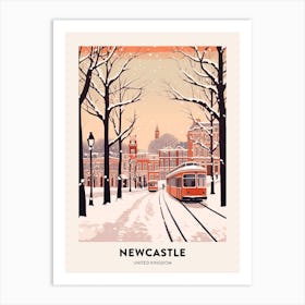 Vintage Winter Travel Poster Newcastle United Kingdom 2 Art Print