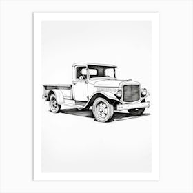 Ford Model T Line Drawing 1 Art Print