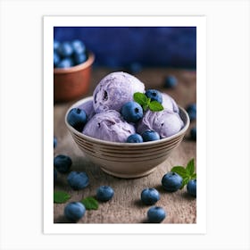 Blueberry Ice Cream With Chocolate Art Print