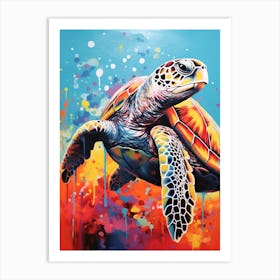 Paint Splash Sea Turtle 1 Art Print