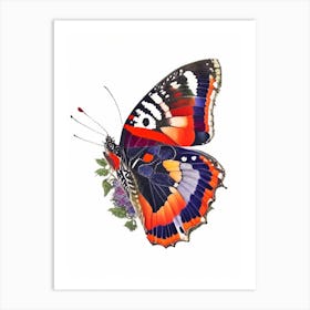 Red Admiral Butterfly Decoupage 1 Art Print