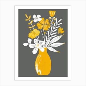 Yellow Flowers In A Vase 3 Art Print