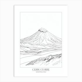 Cerro Torre Argentina Chile Line Drawing 8 Poster Art Print