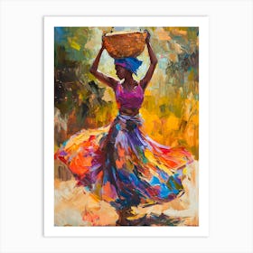 African Woman With Basket 12 Art Print