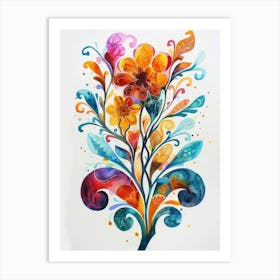 Watercolor Of A Flower Art Print