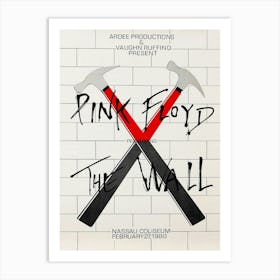 Pink Floyd Original The Wall Tour 1980 Nassau Coliseum Concert Poster Art Print