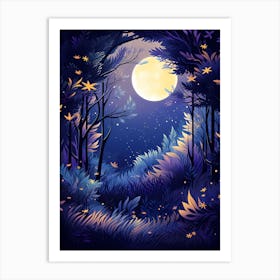 Forest At Night Art Print