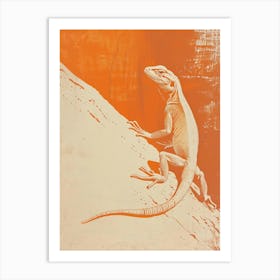 Orange Chuckwalla Lizard Block Print 4 Art Print