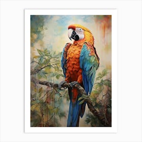 Vivid Canopy: Colorful Macaw Wall Print Art Print