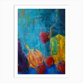 Aubergine, Onion, Red Wine, Tomatoes, Oil Art Print