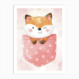 Cute Fox In A Pocket Art Print