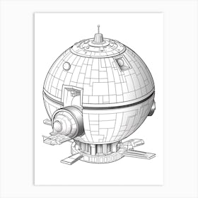The Death Star (Star Wars) Fantasy Inspired Line Art 3 Art Print
