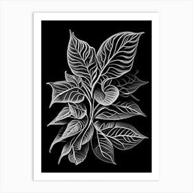 Oregano Leaf Linocut 1 Art Print