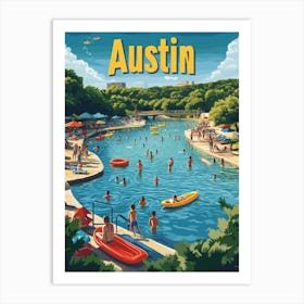 Aihrgdesign A 1970s Inspired Travel Poster For Austin Depicti 77bda500 8aba 4dd6 Bbbb 5f591743891b 2 Art Print