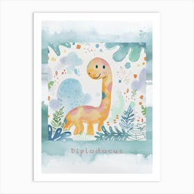 Cute Muted Diplodocus Dinosaur 1 Poster Art Print