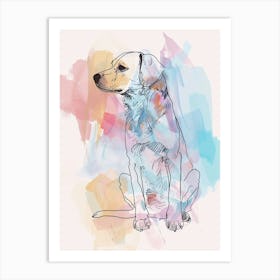 Pastel Watercolour Kuvasz Dog Line Illustration 2 Art Print