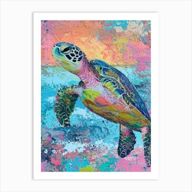Colourful Textured Painting Of A Sea Turtle 3 Art Print