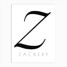 Zackery Typography Name Initial Word Art Print