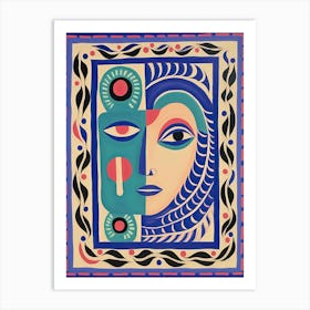 Folk Face Illustration 0 Art Print