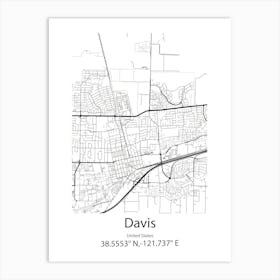 Davis,United States Minimalist Map 1 Art Print