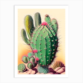 Peyote Cactus Retro Drawing 2 Art Print