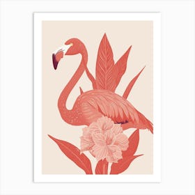 Chilean Flamingo Canna Lily Minimalist Illustration 3 Art Print