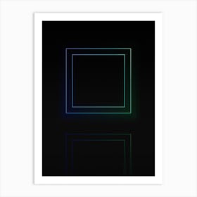 Neon Blue and Green Abstract Geometric Glyph on Black n.0243 Art Print