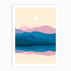 Watercolor sunset landscape 32 Art Print