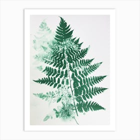 Green Ink Painting Of A Silver Lace Fern 2 Art Print