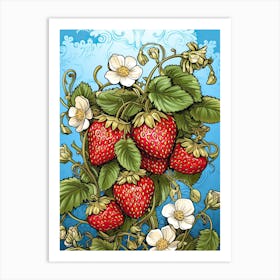 Strawberries Illustration 4 Art Print