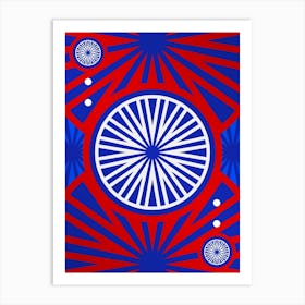 Geometric Glyph Abstract in White on Red and Blue Array n.0088 Art Print