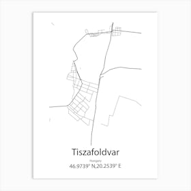 Tiszafoldvar,Hungary Minimalist Map Art Print