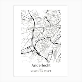 Anderlecht,Belgium Minimalist Map Art Print