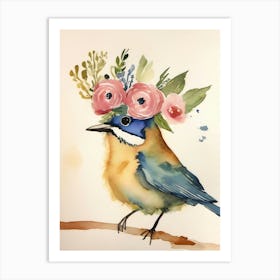 Bird With Flowers Art Print