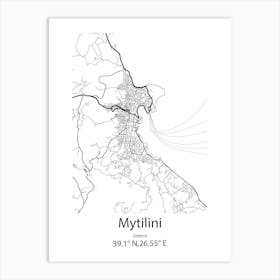 Mytilini,Greece Minimalist Map Art Print