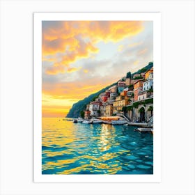 Sunset In Portofino, Italy 1 Art Print