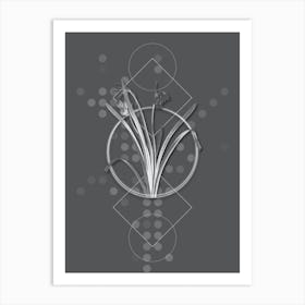 Vintage Summer Snowflake Botanical with Line Motif and Dot Pattern in Ghost Gray n.0330 Art Print