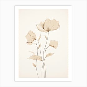 Blossom Line Sketch Flower Wall Print Art Print