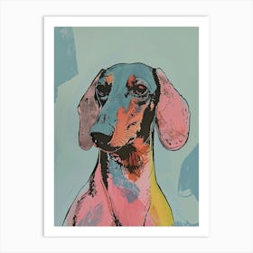 Dachshund Watercolour Dog Pastel Line Illustration 1 Art Print