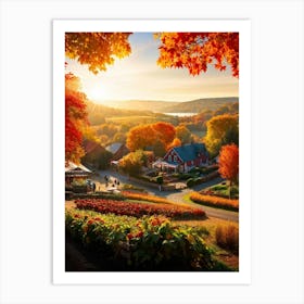 Autumnal Landscape Enhanced Saturation Leaves In Mid Fall Bright Sun Casting Dynamic Shadows Gli (6) Art Print