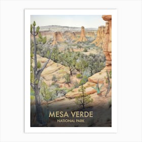 Mesa Verde National Park Watercolour Vintage Travel Poster 3 Art Print