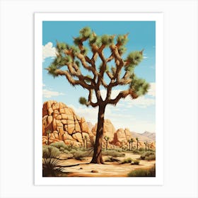  Retro Illustration Of A Typical Joshua Tree 1 Art Print
