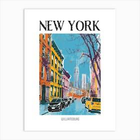 Williamsburg New York Colourful Silkscreen Illustration 3 Poster Art Print
