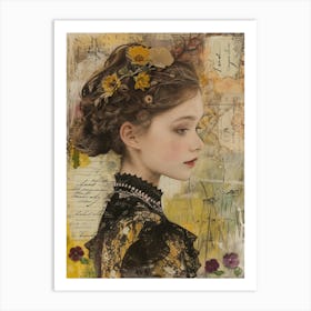 Girl With Flowers Art Print