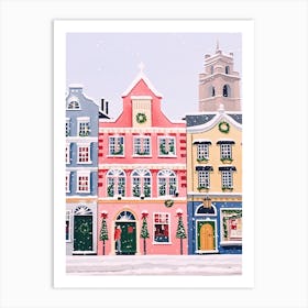 Dublin Ireland Travel Snow Christmas Painting Art Print