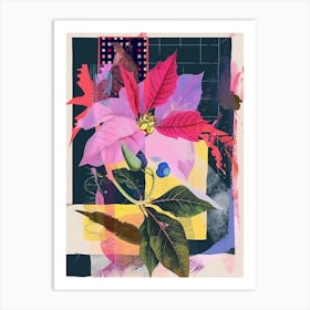 Poinsettia 2 Neon Flower Collage Art Print