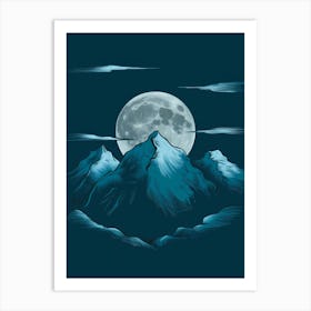 Full Moon In The Mountains 2 Art Print