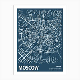 Moscow Blueprint City Map 1 Art Print