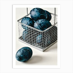 Blue Eggs In A Basket Art Print